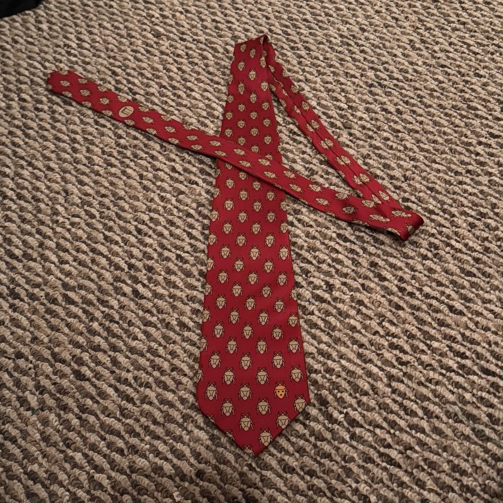 DUNHILL SCARAB BUGS MEN'S NECKTIE 100% SILK Red Brown